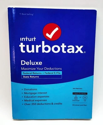Software de impuestos de lujo Intuit TurboTax 2022 NUEVO * ¡Envío por correo prioritario rápido GRATIS! Foto 1 de 3