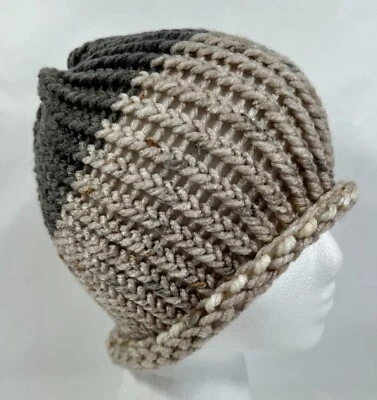 Gorro tejido a mano caqui tostado y gris gris adulto adolescente mujer hombre #1 Foto 1 de 4