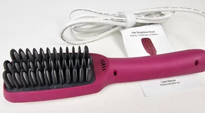 Oak Leaf Hair Brush Straightener, PURPLE Electric Heated Straightener Brush - Picture 1 of 6