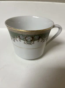 Vintage Everbrite Alberta Fine China Japan Green Floral Gold Trim Cups - Picture 1 of 5