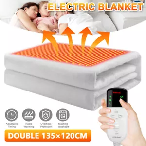Double Electric Blankets Fast Heat Up Heated Under Blanket 3 Heat Levels timer - Picture 1 of 10
