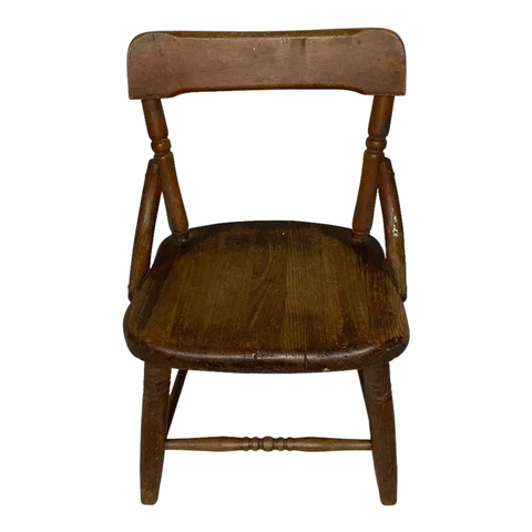 VINTAGE ANTIQUE WOODEN CHILD CHAIR PRIMITIVE RUSTIC VICTORIAN BROWN YOUTH SEAT Cover