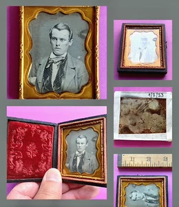 HANDSOME Blond MAN GAY Dot Waistcoat & TIE c 1850 9th Plate DAGUERREOTYPE Photo - Imagen 1 de 18