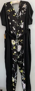 NWT- Rachael Roy Jumpsuit, Black with Floral, Size 12 - Picture 1 of 10