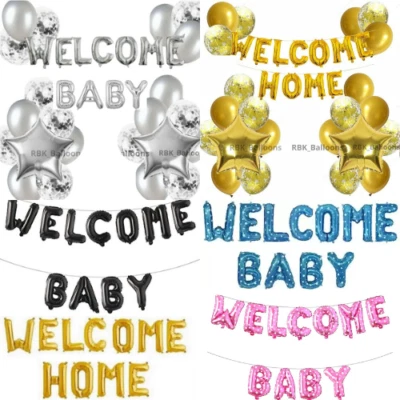 RBK 16" Welcome Home Baby Letter Foil Baloons Banner Star Balloons Party Decoration