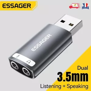 Carte son externe USB A vers 3.5mm femelle, stéréo avec prise casque microphone - Foto 1 di 6