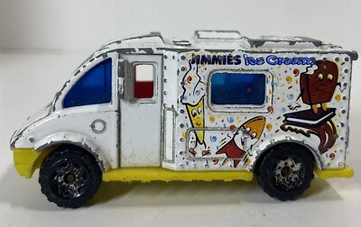 Matchbox USED white Jimmies Ice Cream Truck 2001 with moving door Ice cream guy - Image 1 of 4