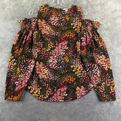 Belle & Sky Womens Blouse Medium Black Long Sleeve Cold Shoulder Polyester Top  - Image 1 of 4