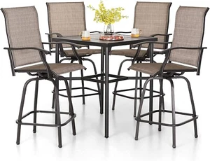 5 Piece Bar Height Patio Dining Set Outdoor Table & Chairs For Garden Heavy Duty - Picture 1 of 9