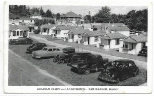 Postal de Bar Harbor Maine campamentos y apartamentos acadian automóviles sin usar - Imagen 1 de 2