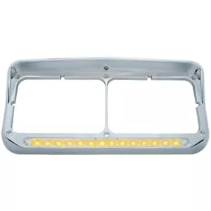 Bisel de doble faro rectangular cromado con visera - 14 LED ámbar/lente transparente - Imagen 1 de 3