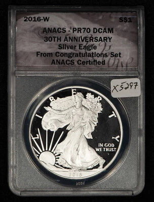 2016-W 1 oz Silver American Eagle - Congratulations Set - ANACS PR 70 - X5297 - Image 1 of 4