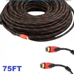 Braided 75FT HDMI Cable v1.4 Ultra HD 1080p 3D High Speed with Ethernet Cord US - Picture 1 of 6