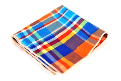 Lord R Colton Pocket Square Colorful Multi Color Plaid Premium Cotton New - Image 1 of 4