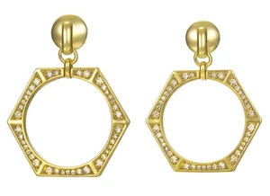 JOOP! JPER90351B000 JP-Edged Women's Earrings 925 Silver Gold Plated with Stones - Picture 1 of 1