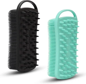 2 PC Silicone Exfoliating Body Scrubber, 2 in 1 Silicone Body Shampoo Brush, Sof - Picture 1 of 12