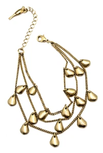 CHLOE And ISABEL Dangle Charm Bracelet Gold Tone Triple Strand 6 1/4" to 8 1/4" - Picture 1 of 9
