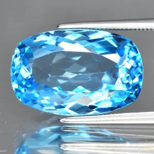 💎 11.93ct VS Cushion Natural Swiss Blue Topaz - Luxurious Brazil Gemstone - Picture 1 of 4
