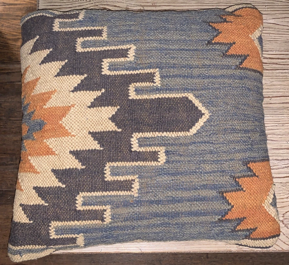 Wool Kilim Rug Style Pillow Cover Sham Case 20 in - Image 1 of 4