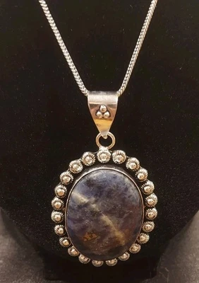 Howlite Oval Pendant 18" Necklace German Silver - Image 1 of 4