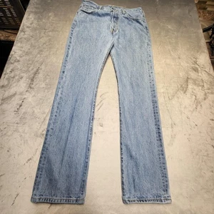 Levis 501 Jeans Mens 33x34 Blue Button Fly Straight Leg Classic Denim Pants - Picture 1 of 10