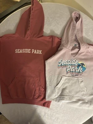 Lot 2 Girl’s Hoodie Sweatshirts. Seaside Park Beach. Jersey Shore. Large. Pink - Imagem 1 de 4