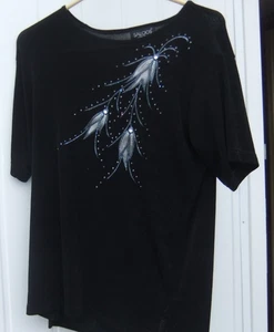 Saloos Collection Gr. 8/10 UK Top schimmerndes Stickerei Muster 50cm Grube zu Grube - Bild 1 von 9