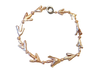 Freshwater Baroque Pearl 19" Short Necklace 925 Sterling Clasp Chicken Feet - Image 1 of 4