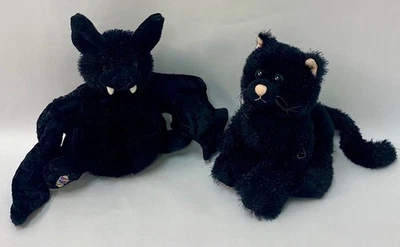 Lot Of (2) Ganz Webkinz Black Cat & Bat Halloween Theme No Codes - Image 1 of 4