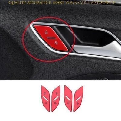 For Audi A3 S3 RS3 2015-2020 Red Alloy Inner Door Lock Memory Button Sticker 4PC - Image 1 of 4