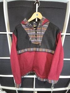 Rampant Tak Nepali Hoodie Size Medium Boho Aztec Red himalayan - Picture 1 of 14