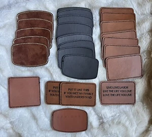 25 PC Blank Faux Leather Patches For Hats Engraving New - Picture 1 of 10