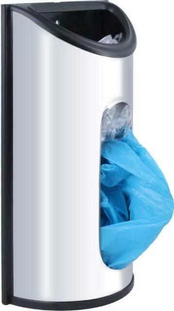 Soporte dispensador de almacenamiento de bolsas de plástico de montaje en pared organizador comestibles cocina acero Foto 1 de 1