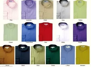 Mens' mandarin collar ( banded collar) dress shirt Fotino Landi/TDC SG01 - Picture 1 of 28