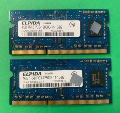 🟥ELPIDA 8GB (2x4GB) 1Rx8 PC3-12800S RAM MEMORY EBJ40UG8BBU0-GN-F - Image 1 of 2