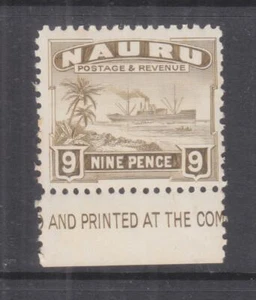 NAURU, 1924 Freighter, 9d. Olive, part imprint, mnh. - Picture 1 of 1