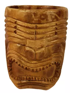 Vintage Tiki Mug Wood Carved Hawaii Totem Tribal Barware Bar  A34 # - Picture 1 of 5