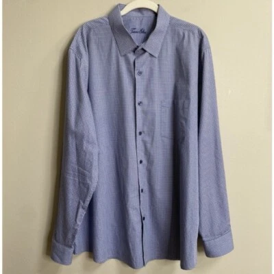 Camisa para hombre Tasso Elba azul estampado de fullard con botones talla XXL 18 - 18,5 Foto 1 de 4