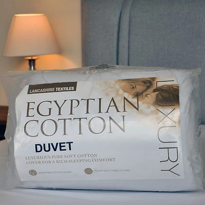 LANCASHIRE TEXTILES Luxury Egyptian Cotton Hollowfibre Filled 15 Tog Winter Warm Duvet Quilt