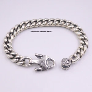 Brazalete de plata esterlina 925 pura para hombre de 9 mm con eslabones cubanos cadena para hombre de 7,10 pulgadas - Imagen 1 de 7