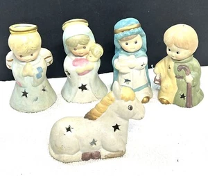5 CANDELABROS VINTAGE DE CERÁMICA PARA BELÉN DE NAVIDAD - Imagen 1 de 3