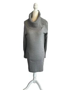 Ann Taylor Loft Sweater Dress Cozy Cotton Blend Ribbed Cowl Neck Gray Medium NWT - Bild 1 von 9