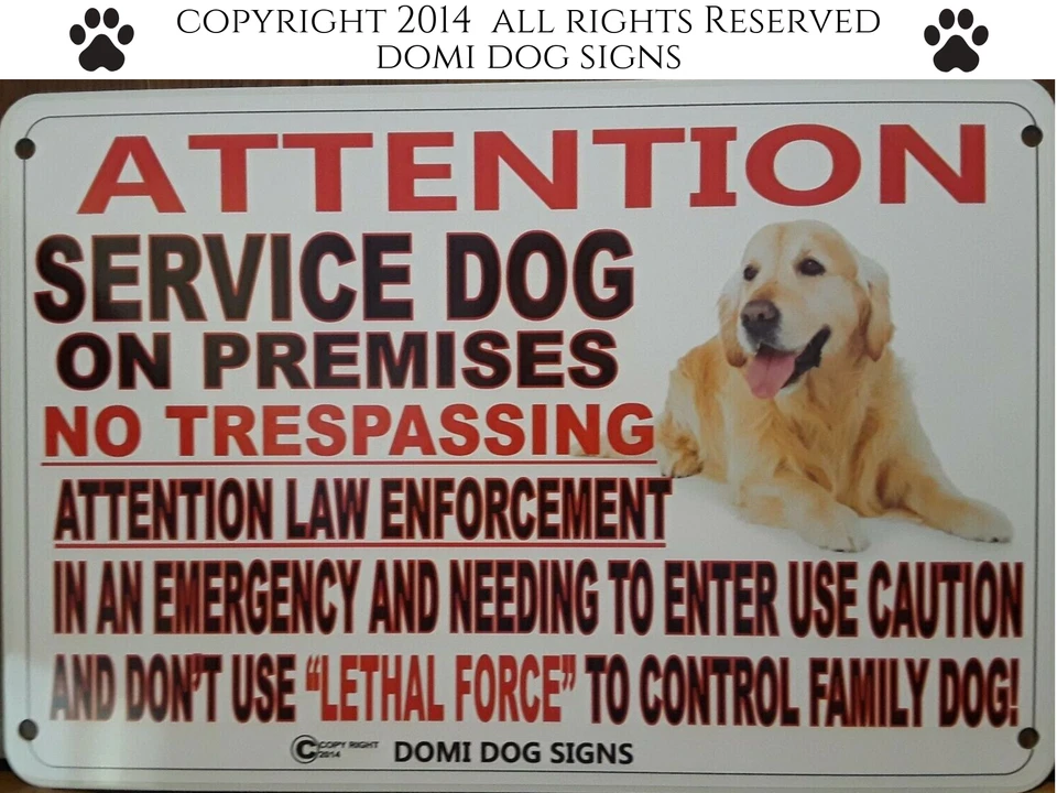 Metal Attention Service Dog Sign For FENCE ,Beware Of Dog 8"x12" - Image 1 of 1