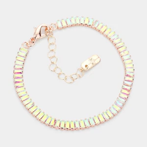 Rose gold iridescent crystal tennis bracelets - Picture 1 of 2