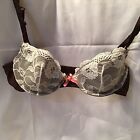 IZOD Bra Size 34B Molded Cup Underwire Demi Brown With Lace