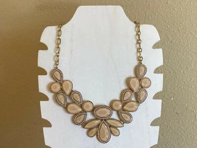 Light Brown Faceted Lucite Gold Tone Statement Necklace - 19" Long - Image 1 of 4