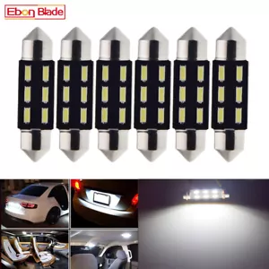 6 x Car 36mm 37mm 12V LED Festoon Interior Dome Map White Light Bulb 4014 6SMD - Picture 1 of 7
