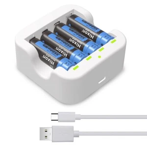Hixon AA Batteries 1.5V AA Rechargeable Li-Ion Batteries 3500mWh 2H Fast Charger