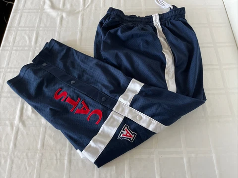 Nike Dri-Fit Arizona Wildcats Athletic Warm Up Pants 1/2 Leg Snap Blue Sz Large Cover