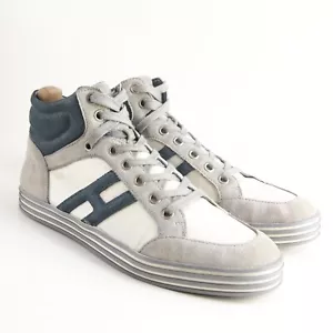 Hogan Hoch Top Sneakers Weiß Leinen Grau Wildleder Herren Schuhgröße US 10.5 Eu - Bild 1 von 11